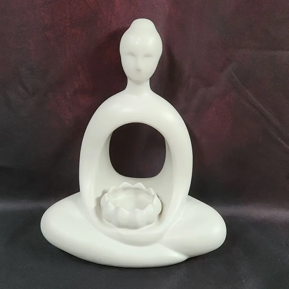 🩵NIB PartyLite White Zen Incense & Tealight Candle Holder